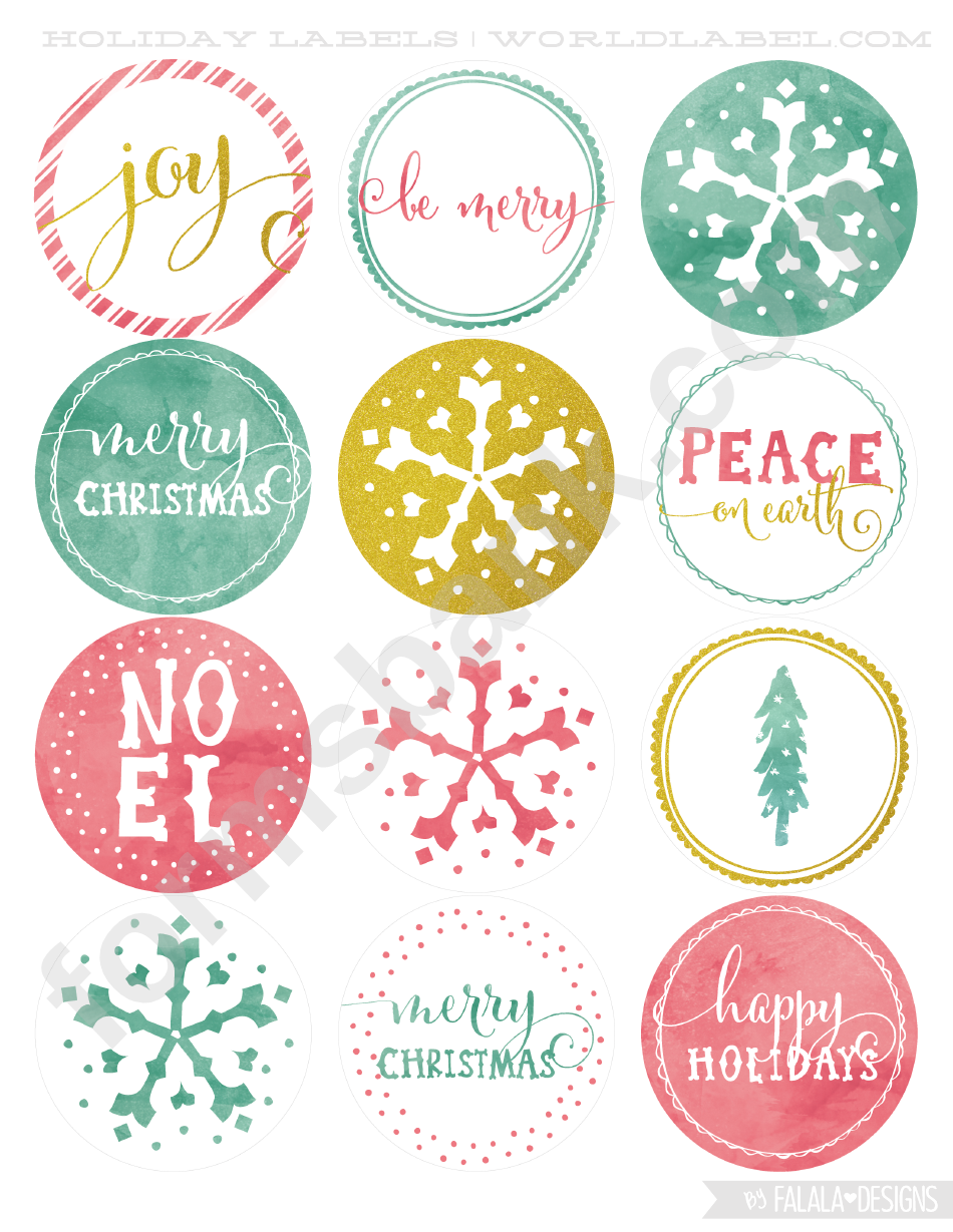 Winter Holidays Cutout Lables Templates