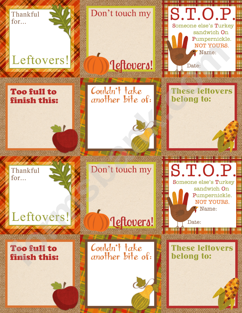 Thanksgiving Tags Templaes