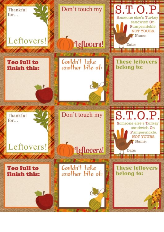 Fillable Thanksgiving Tags Templaes Printable pdf