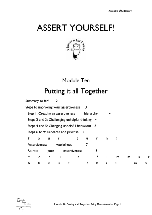 Putting It All Together: Being More Assertive Worksheet Template Printable pdf