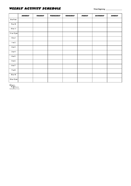 Fillable Weekly Activity Schedule Template Printable pdf