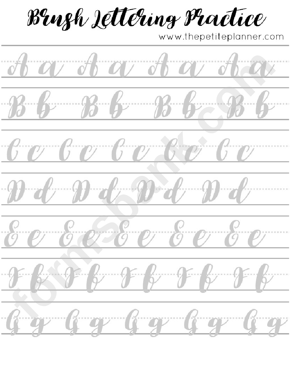 Brush Lettering Practice Sheets printable pdf download