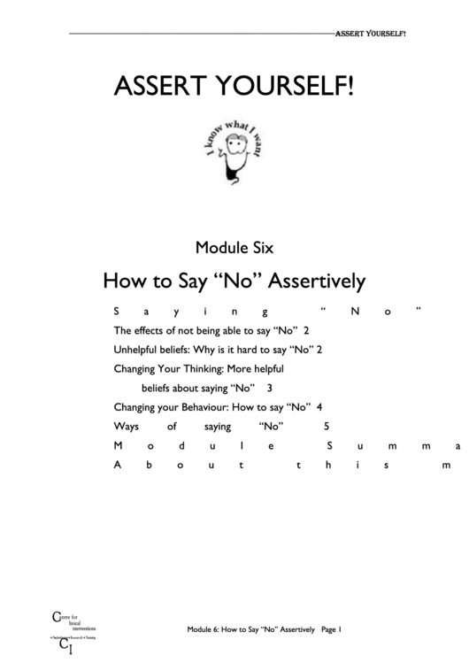 How To Say "No" Assertively Worksheet Template Printable pdf