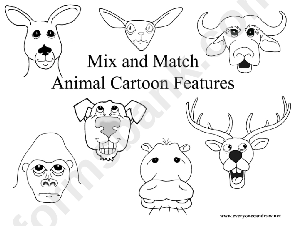 Mix And Match Animal Cartoon Features Cheat Sheet