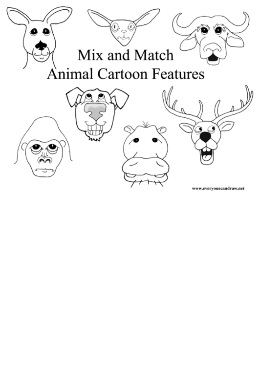 Mix And Match Animal Cartoon Features Cheat Sheet Printable pdf