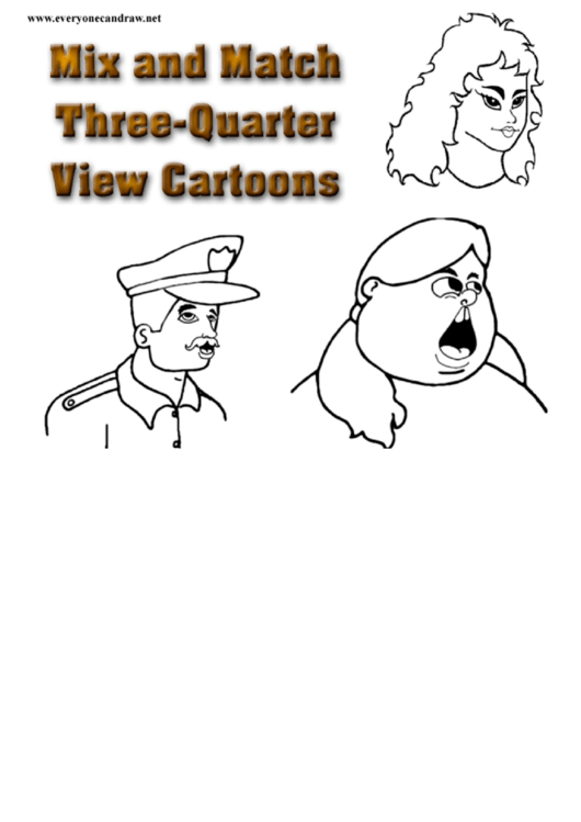 Mix And Match Three-Quarter View Cartoons Cheat Sheet Printable pdf