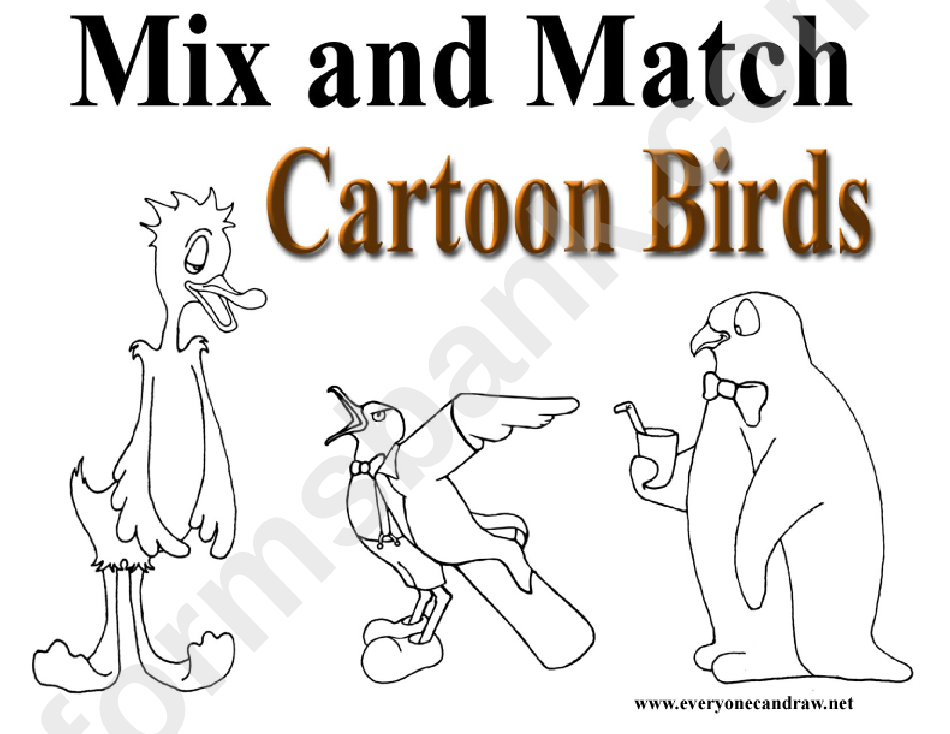 Mix And Match Cartoon Birds Cheat Sheet