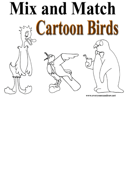 Mix And Match Cartoon Birds Cheat Sheet Printable pdf