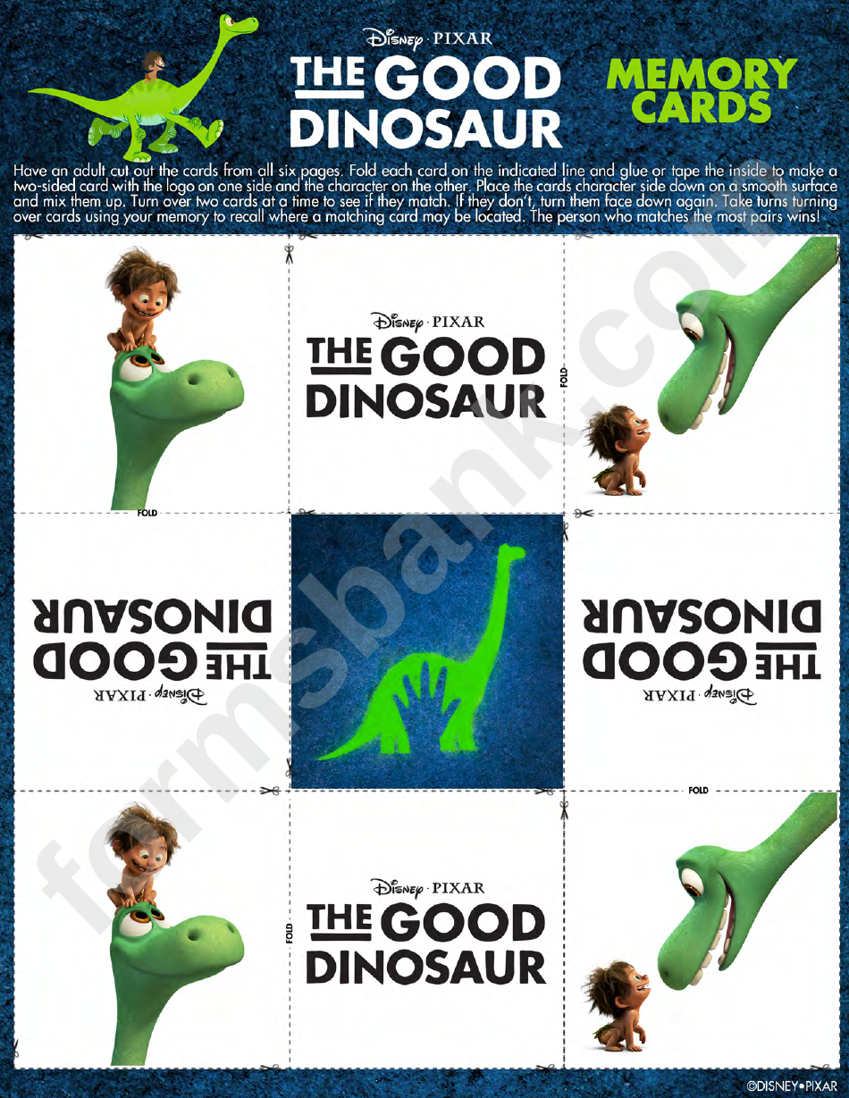 The Good Dinosaur Game Card Template