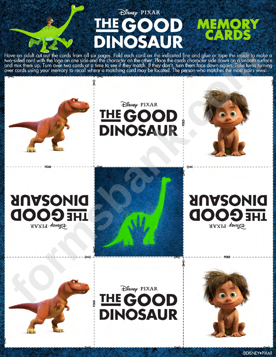 The Good Dinosaur Game Card Template
