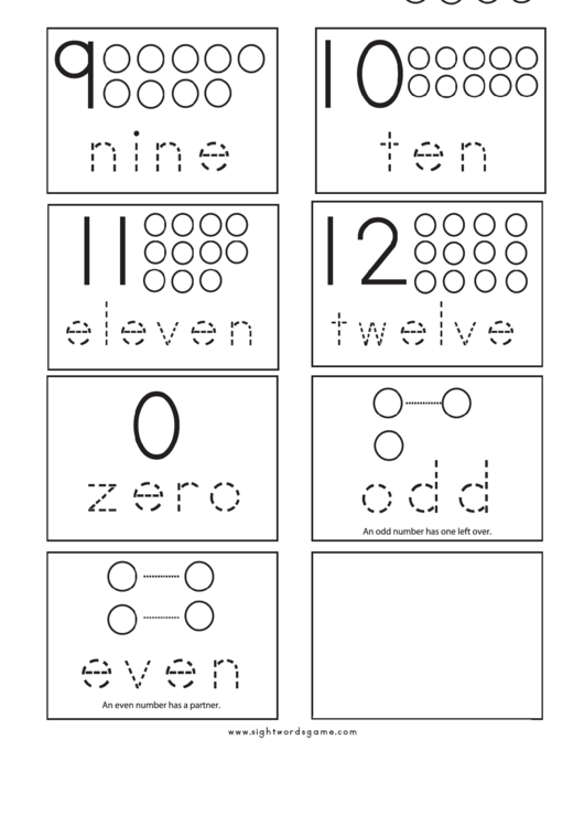 Number Cards Tracing Sheet Printable pdf