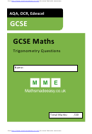 Aqa, Ocr, Edexcel Gcse Maths - Trigonometry Questions