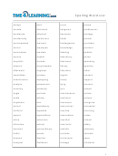 Spelling Words List Sheet Printable pdf