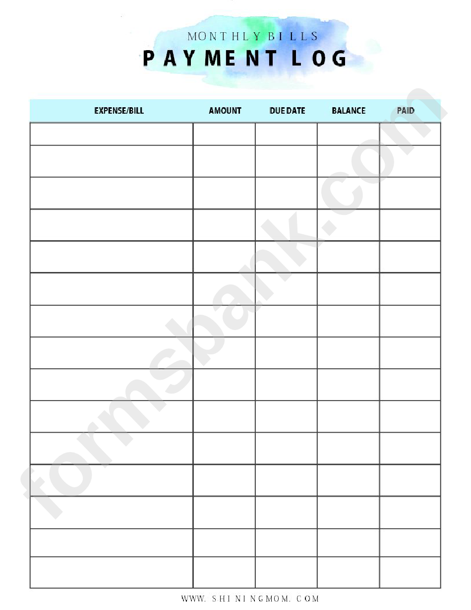 Monthly Log Template