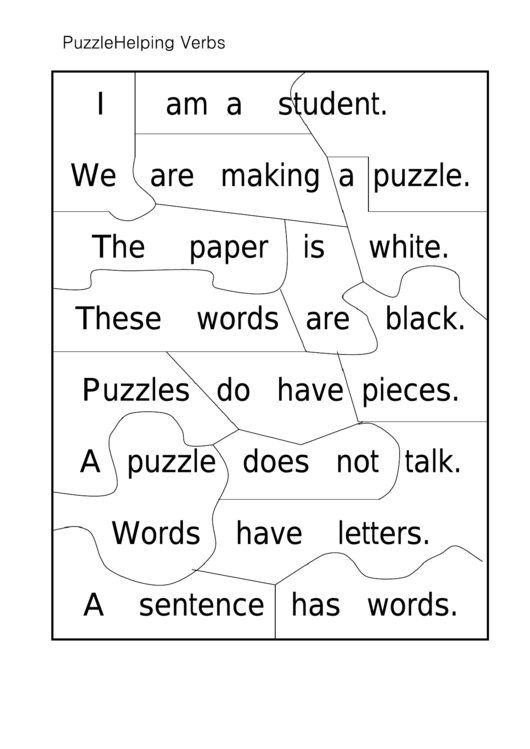 Helping Verbs Puzzle Template Printable pdf