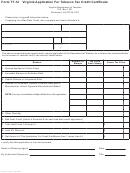 Fillable Form Tt-12 - Virginia Application For Tobacco Tax Credit Certificate Printable pdf