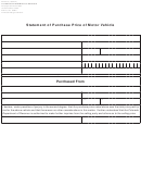Form Dr 0070 - Colorado Statement Of Purchase Price Of Motor Vehicle