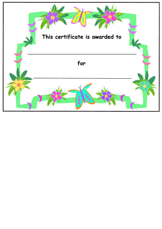 Fillable Flowers And Butterflies Certificate Template Printable pdf