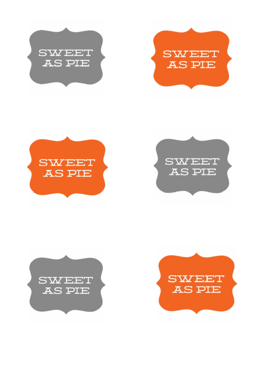 Sweet As Pie Label Template Printable pdf