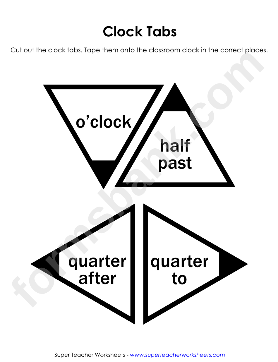 Paper Clock Tabs Template