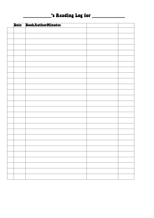 Reading Log With No Numbers Printable pdf