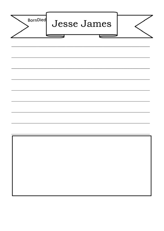 Jesse James Notebook Paper Template Printable pdf