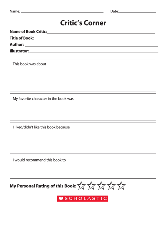 Book Review Template - Critic