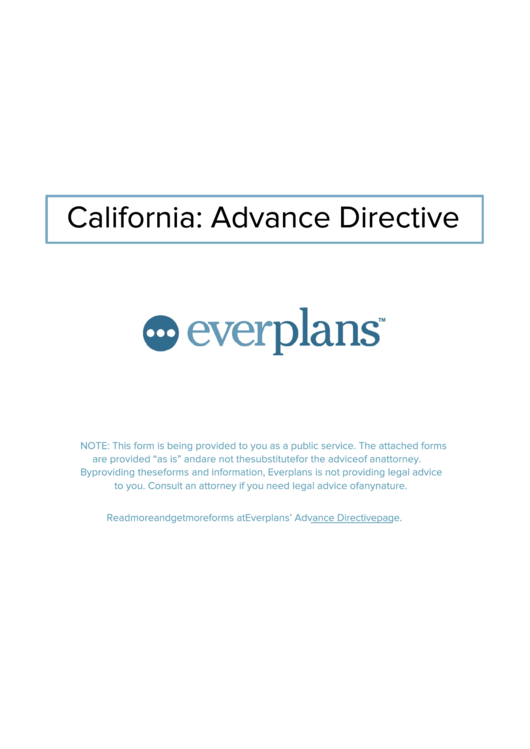 Fillable California Advance Health Care Directive Form Printable pdf