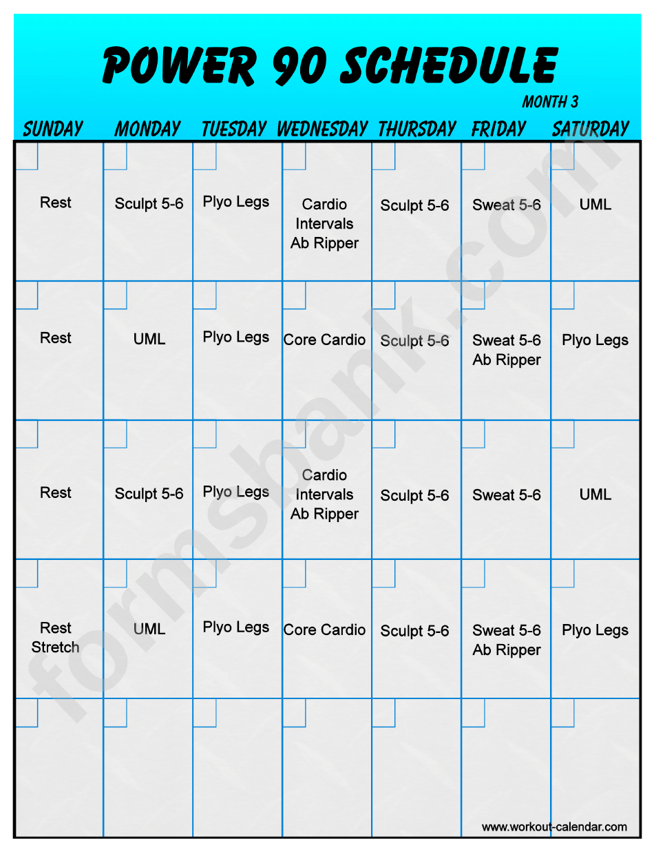 Power 90 Schedule Template