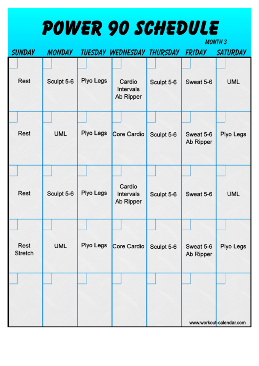 Power 90 Schedule Template Printable pdf