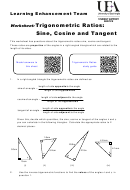 Trigonometric Ratios: Sine, Cosine And Tangent Worksheet Printable pdf