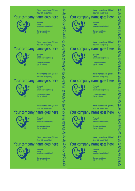 Fillable Business Cards Blue/green Template Printable pdf