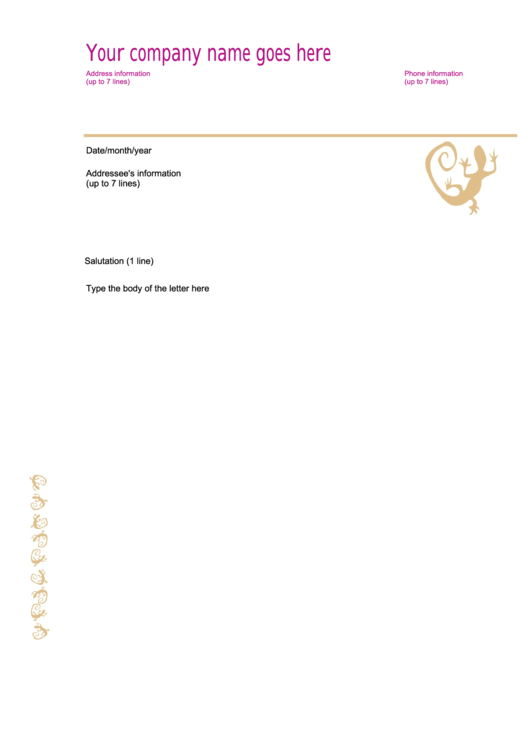 Fillable White/magenta Company Letterhead Template Printable pdf