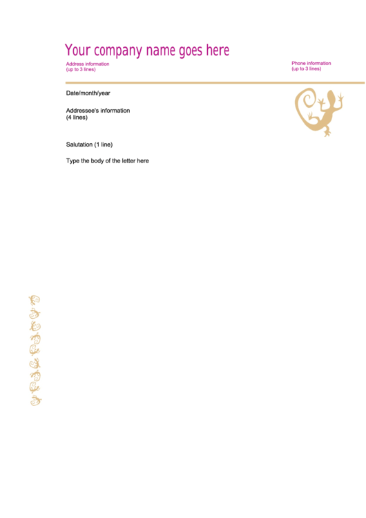 Fillable White/magenta Business Letterhead Template Printable pdf