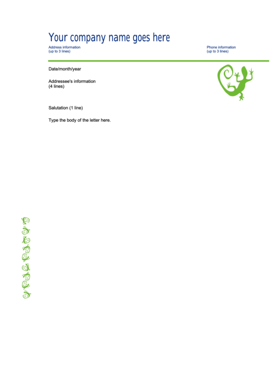 Fillable Blue/green Business Letterhead Template Printable pdf
