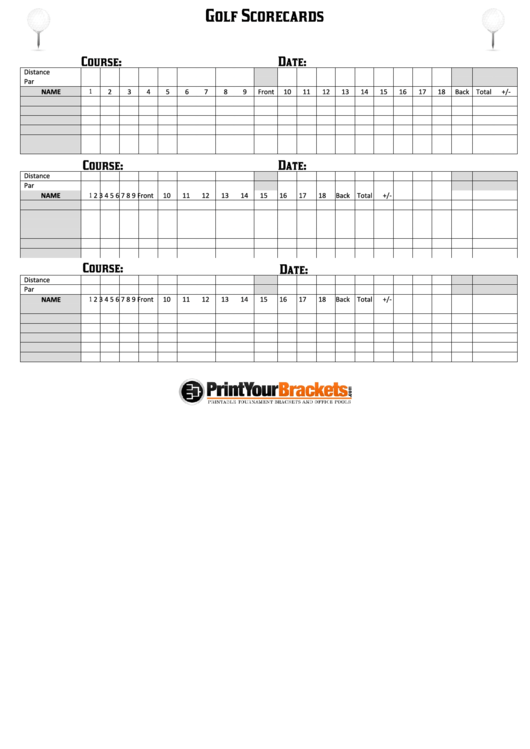 Golf Scorecard Template Printable pdf