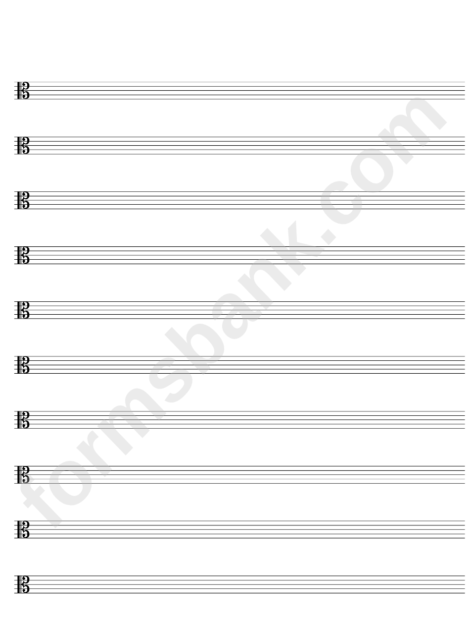 Blank 10-Stave With Alto Clef Sheet Music