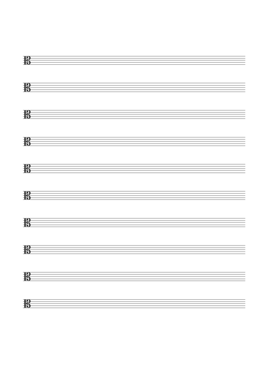 Blank 10-Stave With Alto Clef Sheet Music Printable pdf