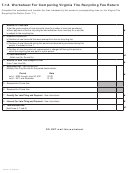 Form T-1a - Worksheet For Computing Virginia Tire Recycling Fee Return