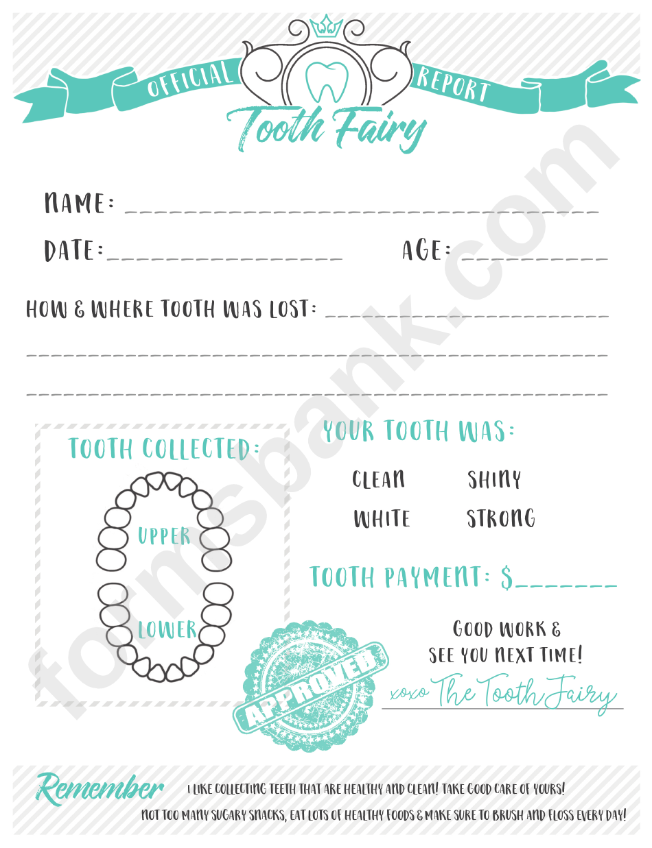 Tooth Fairy Letter Template Printable Pdf Download