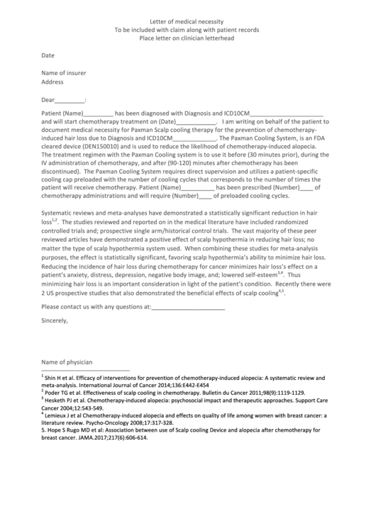  Patient Letter Of Medical Necessity Template 