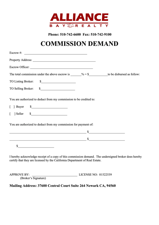 Commission Demand Letter Template Printable pdf