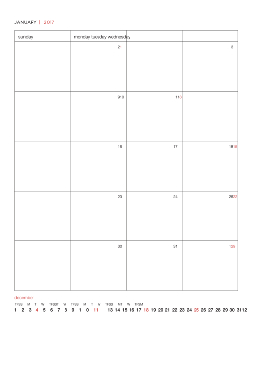 2017 Signature Calendar Template - Two Page Spread Printable pdf