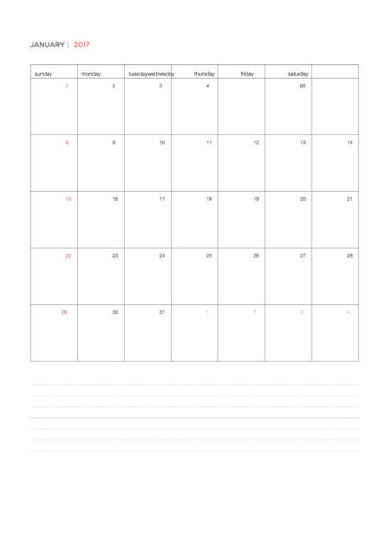 2017 Signature Calendar Template - Single Pages Printable pdf