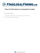 Poor Performance Complaint Letter