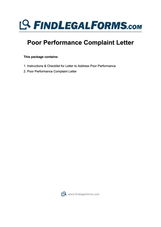Poor Performance Complaint Letter Printable pdf