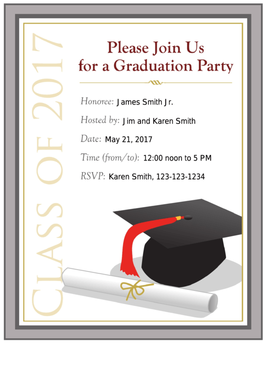 Graduation Party Invitation Template Printable pdf