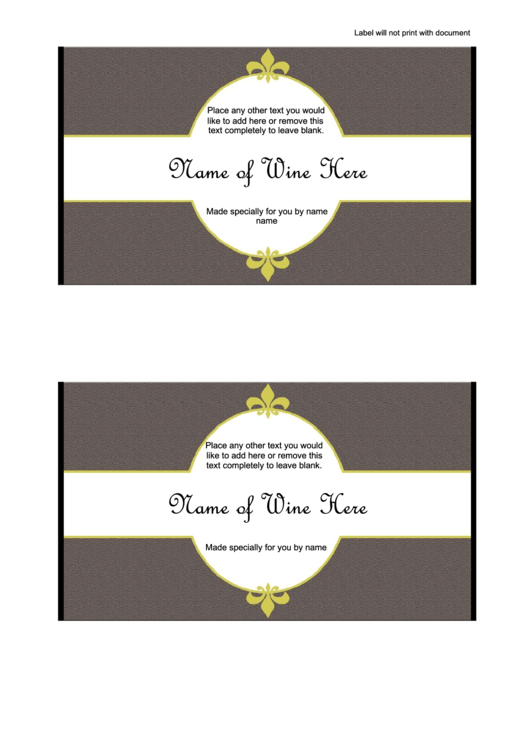 Wine Label Template - Brown Background Printable pdf