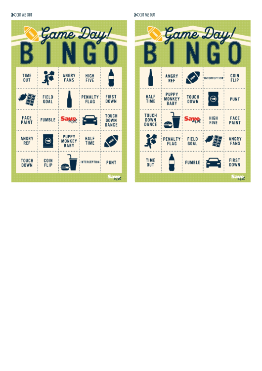 Game Day Bingo Template Printable pdf