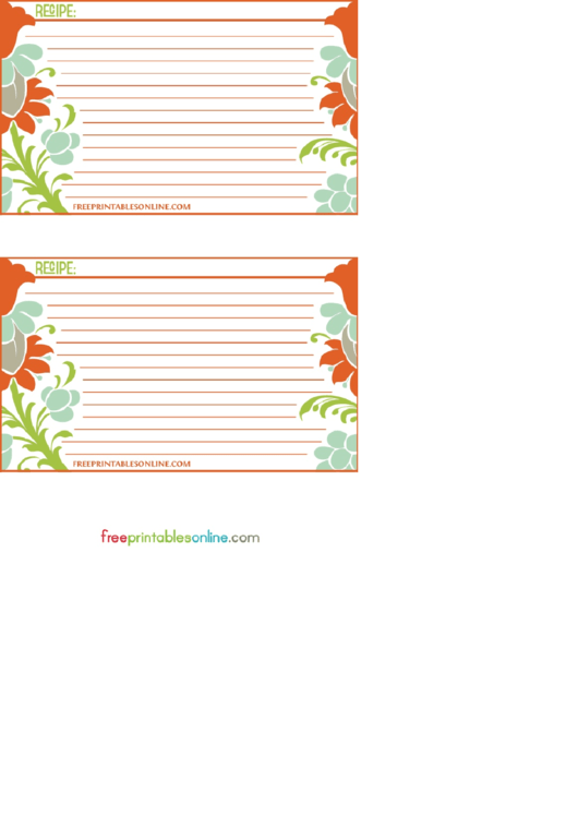 Retro Fleur 3x5 Recipe Card Template Printable pdf